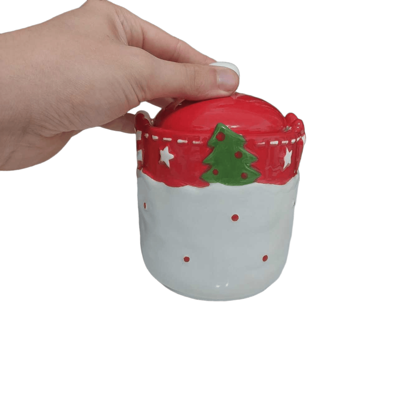 Pote de Cerâmica Decorativo Natal com Tampa Temática - Imagem 3