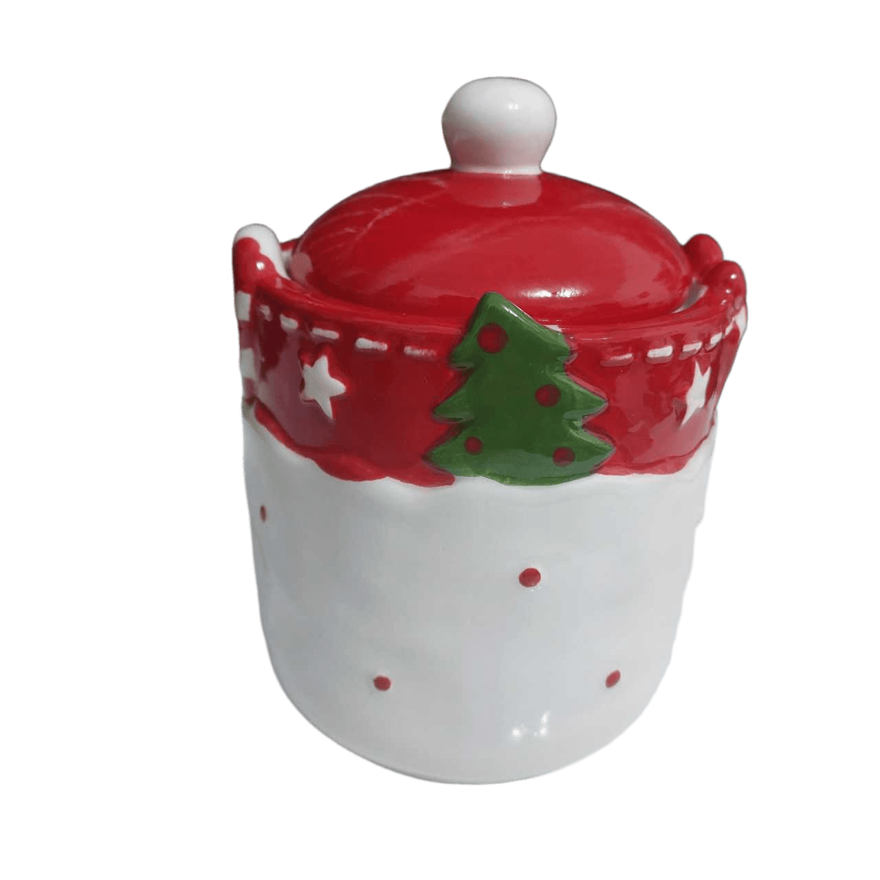 Pote de Cerâmica Decorativo Natal com Tampa Temática - Imagem 2