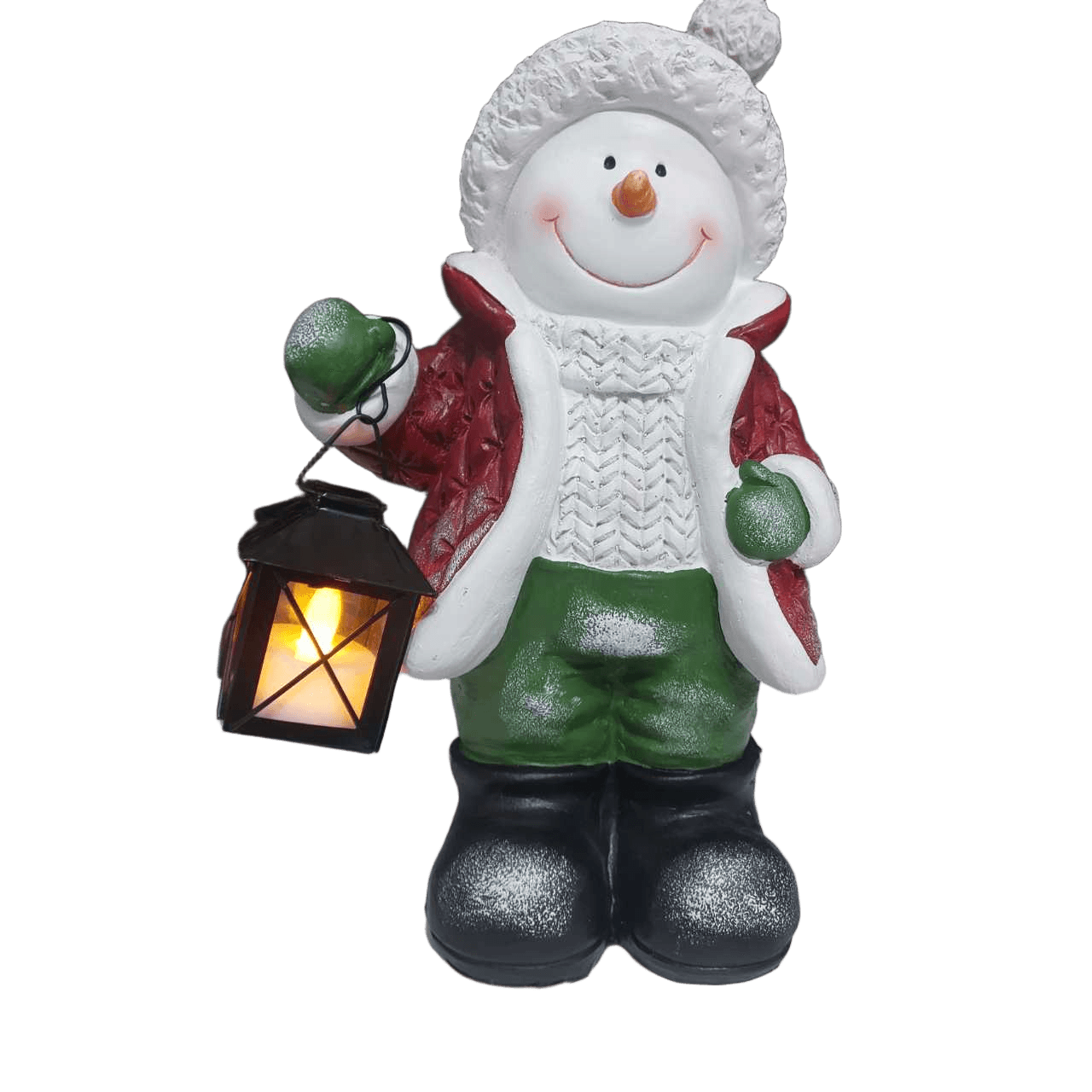 Boneco de Neve Decorativo Natal com Luz e Lamparina 30cm - Imagem 2