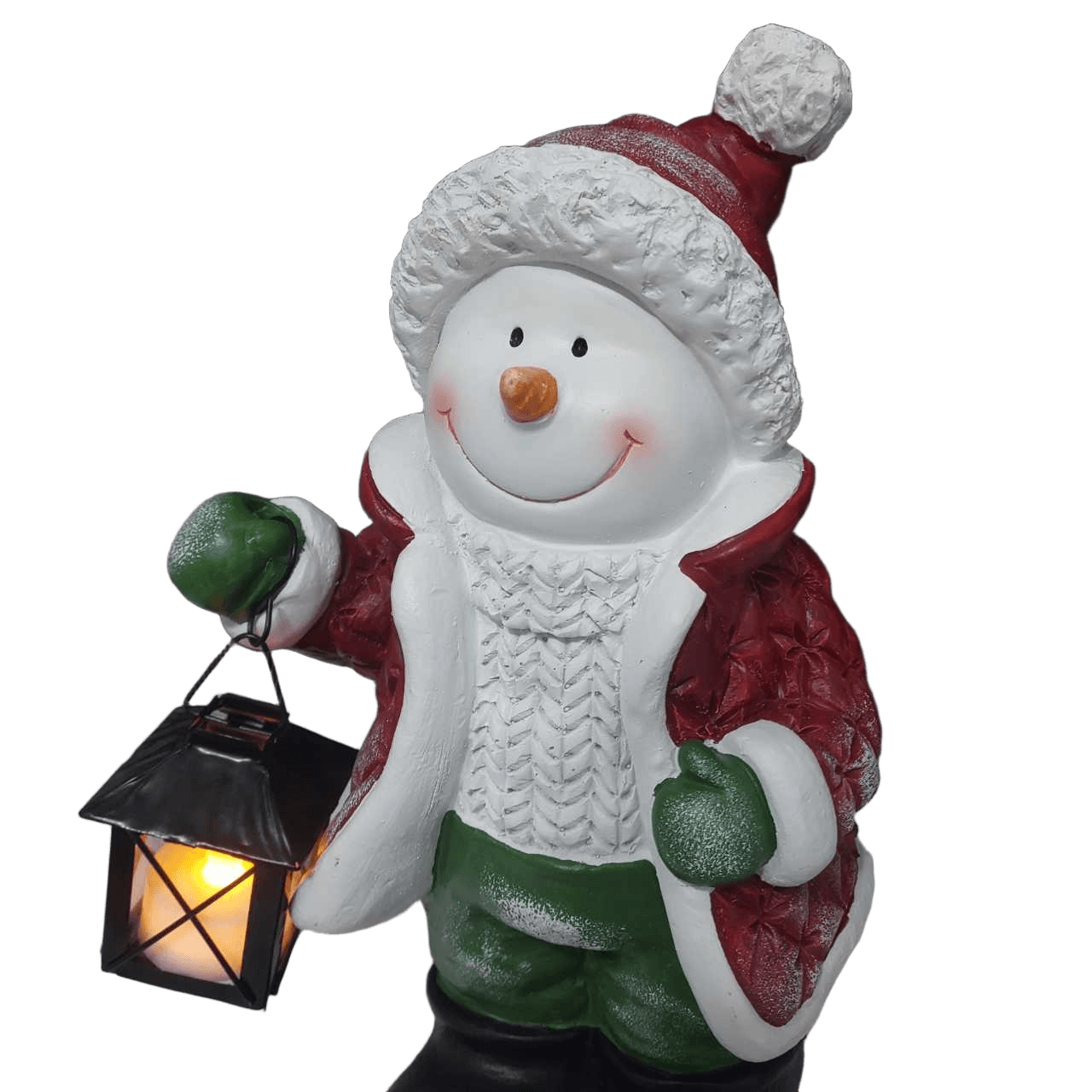 Boneco de Neve Decorativo Natal com Luz e Lamparina 30cm - Imagem 3