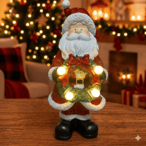 Papai Noel Decorativo Natal com LED Guirlanda Iluminada 31cm