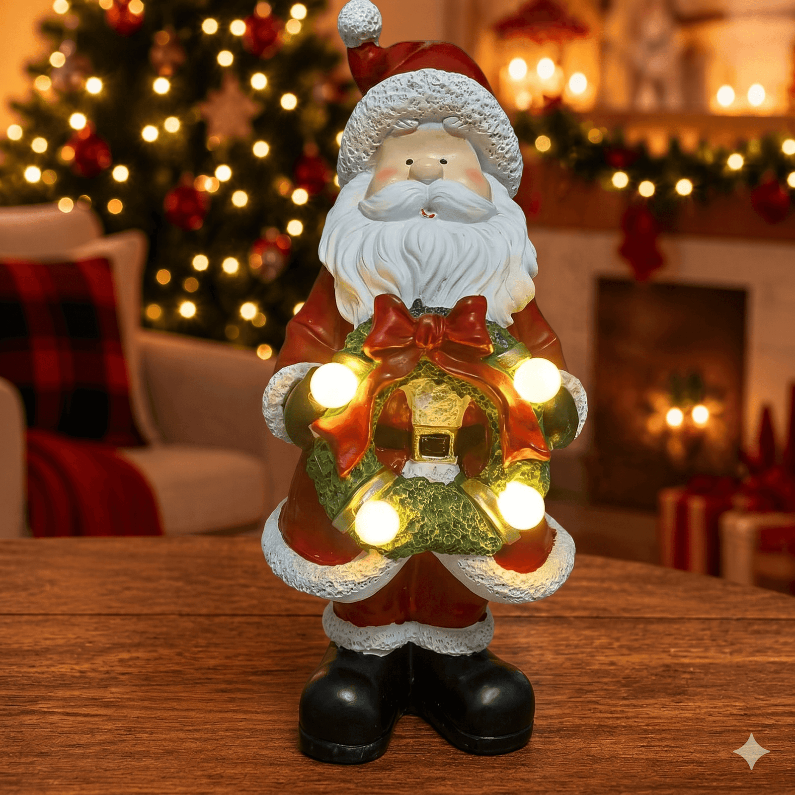 Papai Noel Decorativo Natal com LED Guirlanda Iluminada 31cm